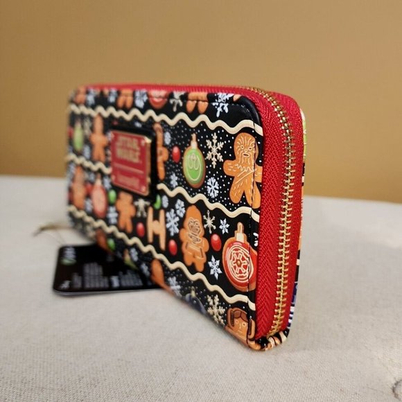 Loungefly Disney Star Wars Holiday Gingerbread Cookie AOP Wallet Zip Around NEW - Picture 5 of 13